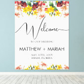 Toile Elégant Floral Nature Calligraphie Mariage Bienven (Insitu (Plancher de Bois))