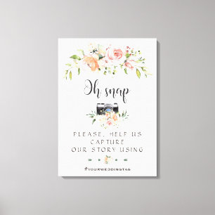Toile Élégant Flore de Crème Bleue Oh Snap Instagram Sig