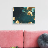 Toile Elégant Ginkgo feuille or & turquoise (Insitu(Salon))