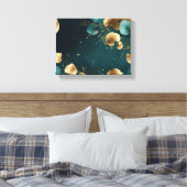 Toile Elégant Ginkgo feuille or & turquoise (Insitu(Chambre))