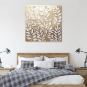 Toile Elegant Gold Botanical Leaves – Realist (Insitu(Chambre))