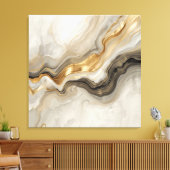 Toile Elegant Gold & Neutral Marble Abstract Art (Insitu(Salon))