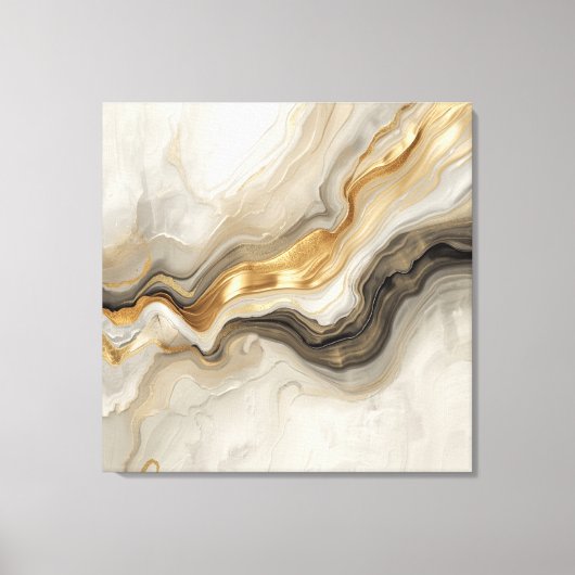 Toile Elegant Gold & Neutral Marble Abstract Art (Recto)