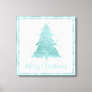 Toile Élégant Joyeux Noël   Luxe Aqua Mint Splatter