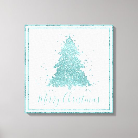 Toile Élégant Joyeux Noël | Luxe Aqua Mint Splatter (Recto)