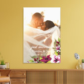 Toile Élégant Juste Marié Magenta Blanc Floral Mariage (Insitu(Salon))