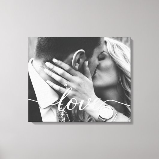 Toile Elegant Love Script Typographie Mariage Photo (Recto)