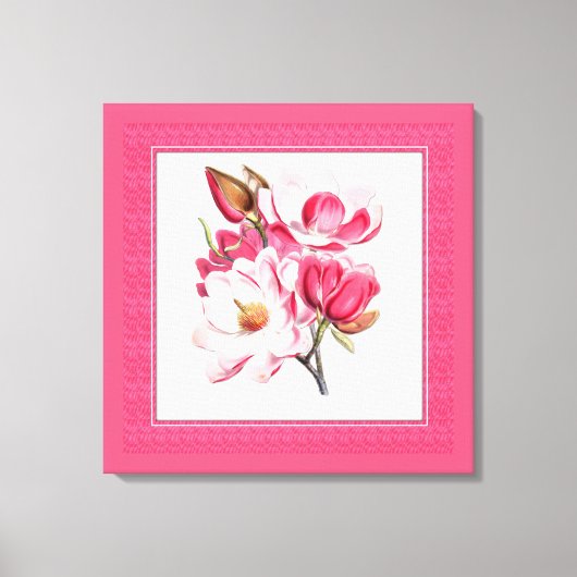 Toile Elégant Magnolias Rose (Recto)