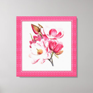 Toile Elégant Magnolias Rose
