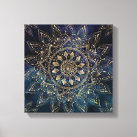 Elégant Mandala Gold Blue Galaxy