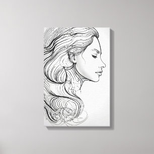 Toile Élégant minimaliste ligne d'art portrait