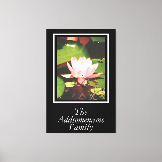 Toile Élégant moderne Black Photo Famille Script Floral (Recto)
