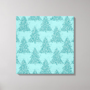 Toile Élégant Motif d'arbre   Luxe Aqua Mint Christmas