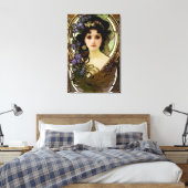 Toile Elégant Mucha Style Portrait d'une belle femme (Insitu(Chambre))