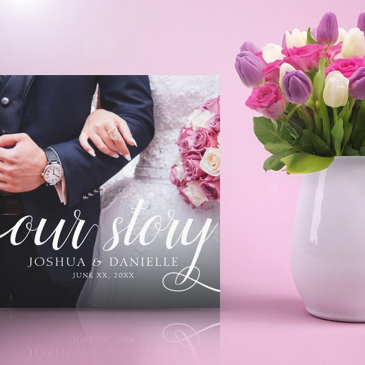 Toile Elegant Notre Histoire Mariage photo manuscrit