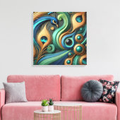 Toile Elegant Peacock and Feathers Canvas Art (Insitu(Salon))