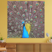 Toile Elégant Peacock En Bleu Avec Queue Fannée (Insitu(Salon))