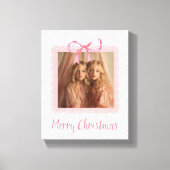 Toile Elegant Pink Bow Merry Christmas Custom Canvas (Recto)