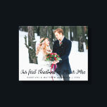 Toile Élégant premier Noël en tant que M. et Mme.<br><div class="desc">Élégant Notre premier Noël en tant que Monsieur et Madame Mariage Photo Canvas Imprimer</div>