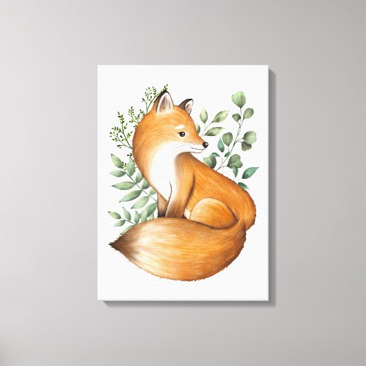 Toile Elégant renard botanique de bois Feuilles de verdu (Recto)