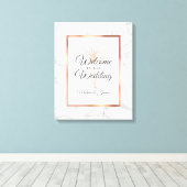 Toile Elégant Rose Gold Palm Tree Marbre Mariage Accueil (Insitu (Plancher de Bois))