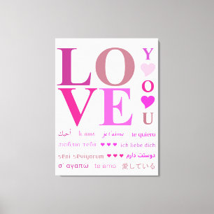Toile Élégant rose "LOVE You" en Romance Langues