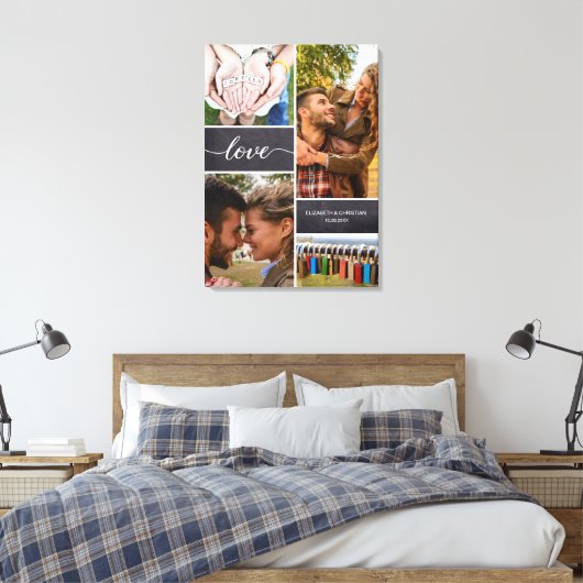 Toile Élégant Script d'Amour Photo Collage Tableau Noir (Insitu(Chambre))