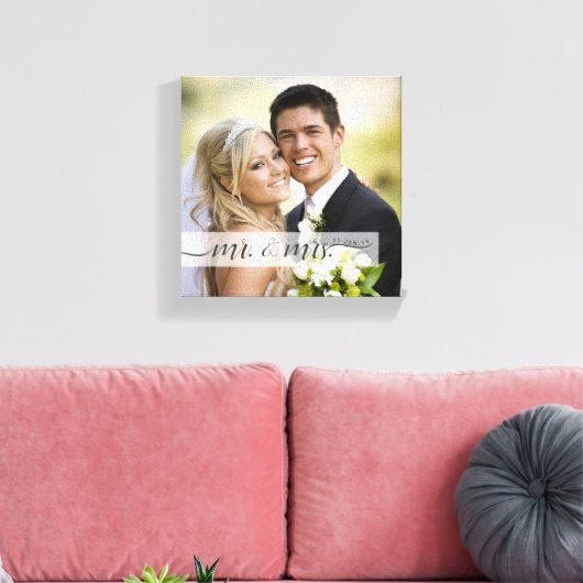 Toile Élégant Script Mr. & Mme Mariage Date | Occasion (Insitu(Salon))