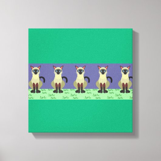 Toile Elegant Siamese Cats in the Grass Canvas Print (Recto)