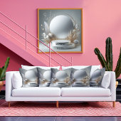 Toile Élégant Silver Grey Podium Floral Script moderne