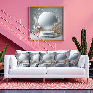 Toile Élégant Silver Grey Podium Floral Script moderne