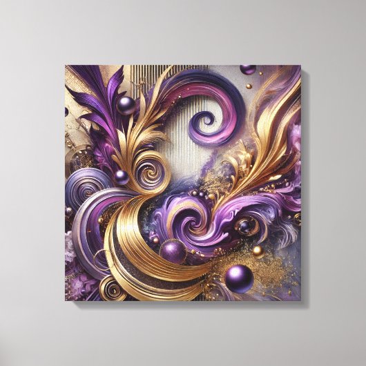 Toile Elegant Swirls with Gold and Purple Canvas Art (Recto)