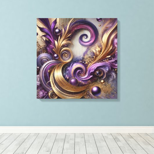 Toile Elegant Swirls with Gold and Purple Canvas Art  (Insitu (Plancher de Bois))