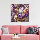 Toile Elegant Swirls with Gold and Purple Canvas Art (Insitu(Salon))