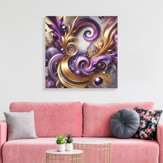 Toile Elegant Swirls with Gold and Purple Canvas Art  (Insitu(Salon))