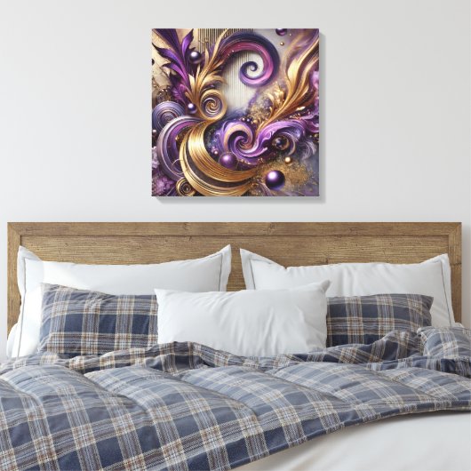 Toile Elegant Swirls with Gold and Purple Canvas Art  (Insitu(Chambre))