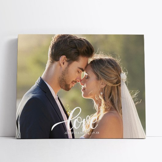 Toile Élégant tableau de mariage avec écriture Love