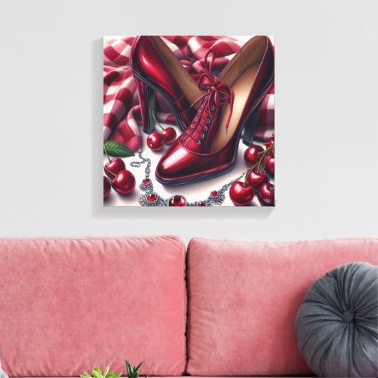 Toile Élégant talons rouges hauts avec cerise (Insitu(Salon))
