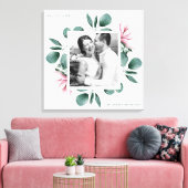 Toile Elégant vert aquarelle cadre photo Mariage (Insitu(Salon))