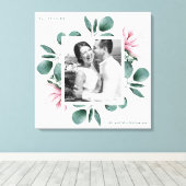 Toile Elégant vert aquarelle cadre photo Mariage (Insitu (Plancher de Bois))