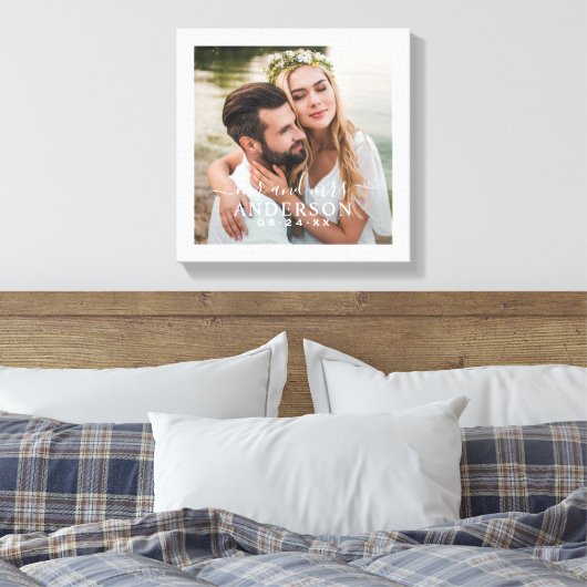 Toile Elegant White M. et Mme Monogram Mariage photo (Insitu(Chambre))