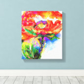 Toile Elégante aquarelle rouge florale (Insitu (Plancher de Bois))