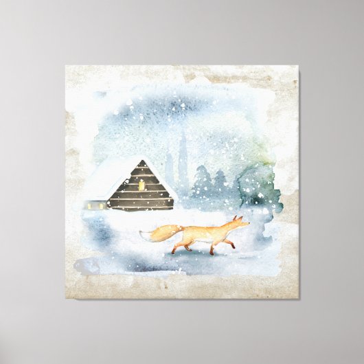 Toile Elégante aquarelle scène de Noël (Recto)