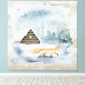 Toile Elégante aquarelle scène de Noël (Insitu (Plancher de Bois))