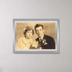 Toile Elégante bordure argent image personnalisée