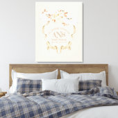 Toile Elégante crème funéraire Rose Monogram Crest (Insitu(Chambre))