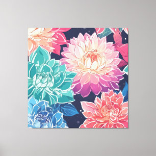 Toile Elégante Dahlia Fleurs colorées sur Arrière - plan