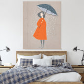 Toile Élégante Dame avec parapluie (Insitu(Chambre))