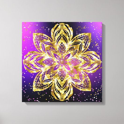 Toile Elégante Parties scintillant Mandala or violet dég (Recto)