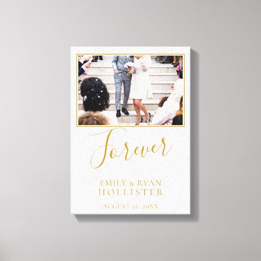 Toile Élégante photo Mariage de script doré (Recto)